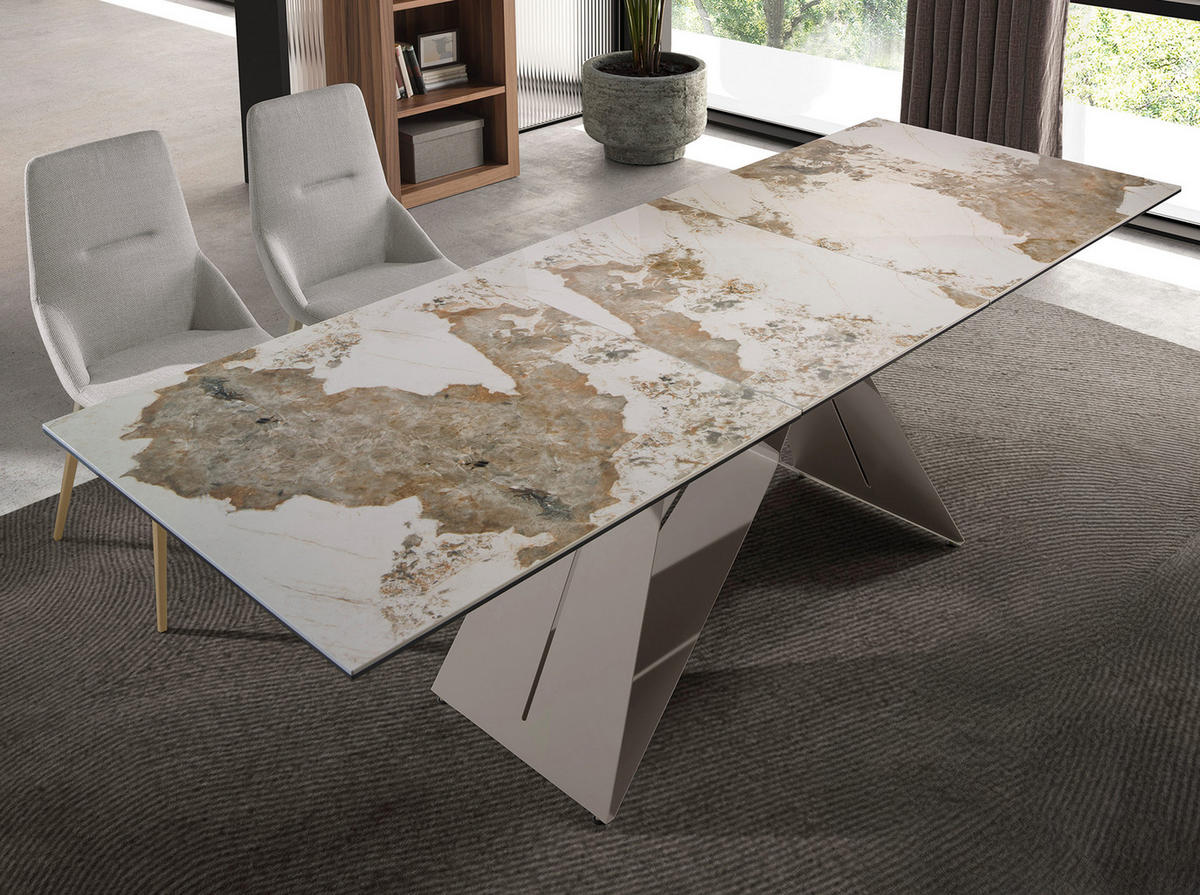 ESSTISCH Rechteckig Weiß Taupe Grau 180/90/76 cm - Goldfarben/Weiß, Stein (90/180/76cm) - ANGEL CERDA
