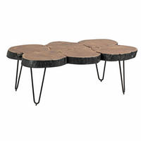 COUCHTISCH Akazienholz, Baumstammform, Große Abstellfläche, Handgefertigt, 115x70x40 cm - Beige/Schwarz, Holz/Metall (70/115/40cm) - KADIMA DESIGN