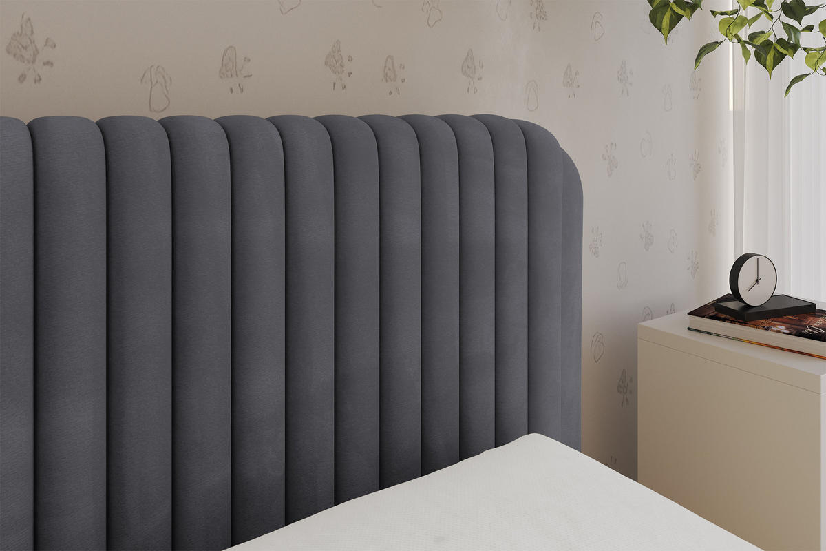 EINZELLBETT Jugendbett mit Bettkasten, Links - AURY 100x200 Dunkelgrau - Dunkelgrau, Holzwerkstoff/Textil (100/200cm) - ALTDECOR