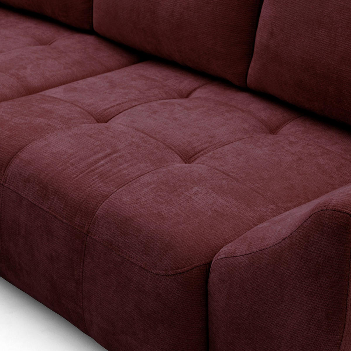 ECKSOFA NICE L Links mit Schlaffunktion 137x204 Chenille Rotwein - Schwarz/Dunkelrot, Holz/Textil (260/165cm) - Muffo