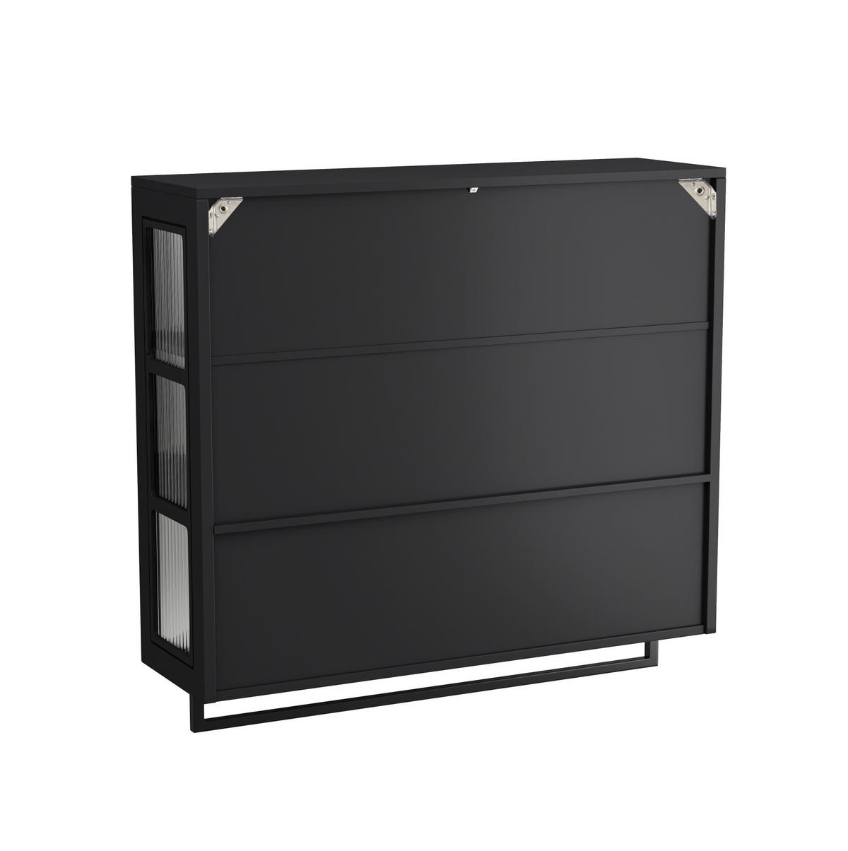 KÜCHENOBERSCHRANK 88/26/82,5 cm mit 3 Türen, offenen Fächern, verstellbaren Einlegeböden und Handtuchhalter, Schwarz - Schwarz, Holzwerkstoff (88/82.5/26cm) - Redom