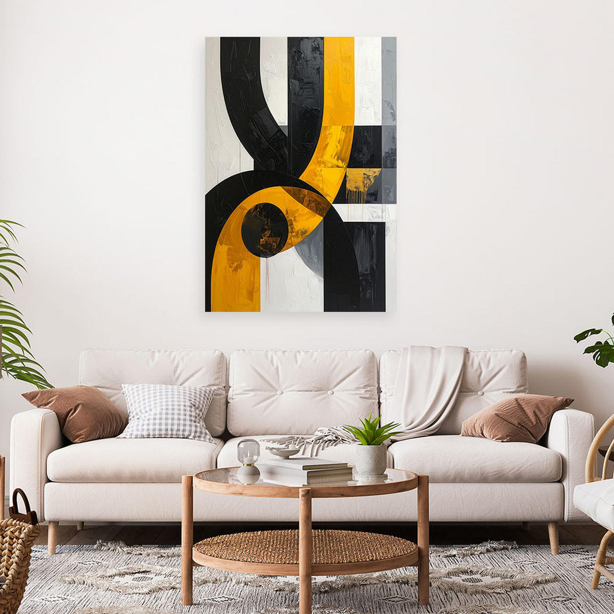 LEINWANDBILD 3D und geometrisch 60x90cm - Gelb, Textil (60/90cm) - Feeby