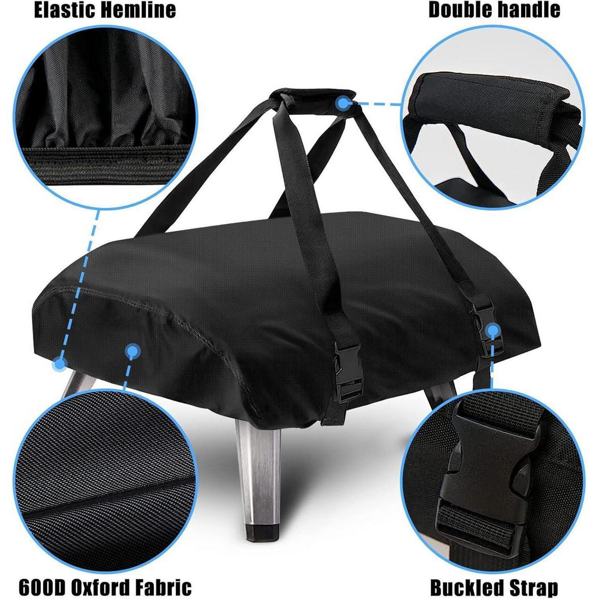 ABDECKUNG für Pizzaofen 64 x 41 x 17 cm Oxford 600D wasserdicht - Schwarz, Textil (41.9/17/64cm)