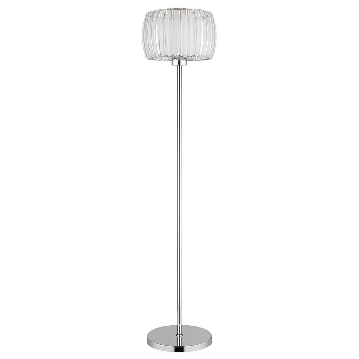 LED STEHLEUCHTE, Metall verchromt, Silber, Fußschalter - Silberfarben, Glas (32.5/32.5/150cm) - Globo Lighting