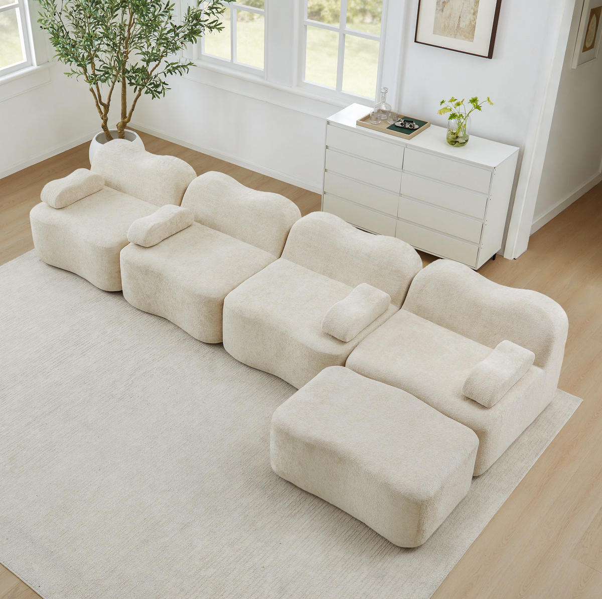 ECKSOFA 384/167/70 cm Beige aus Velvet mit modularem Design - Beige, Textil (167/384cm) - OKMYHOME