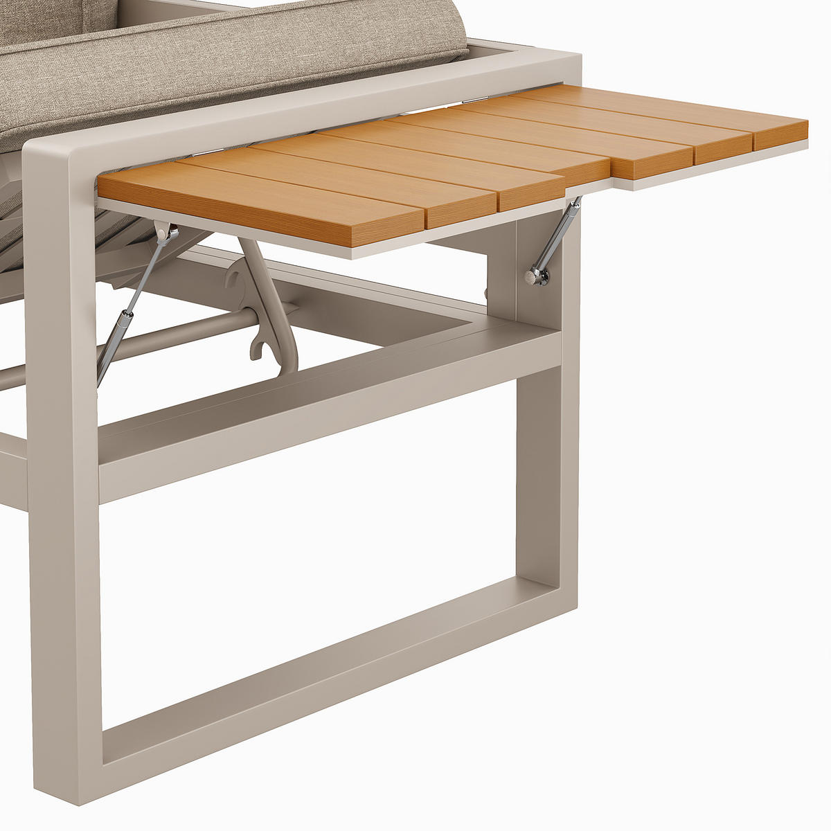 LOUNGEGARNITUR aus Eisen 178x178x62 cm Beige mit verstellbarer Rückenlehne - Beige, Metall - Modfu