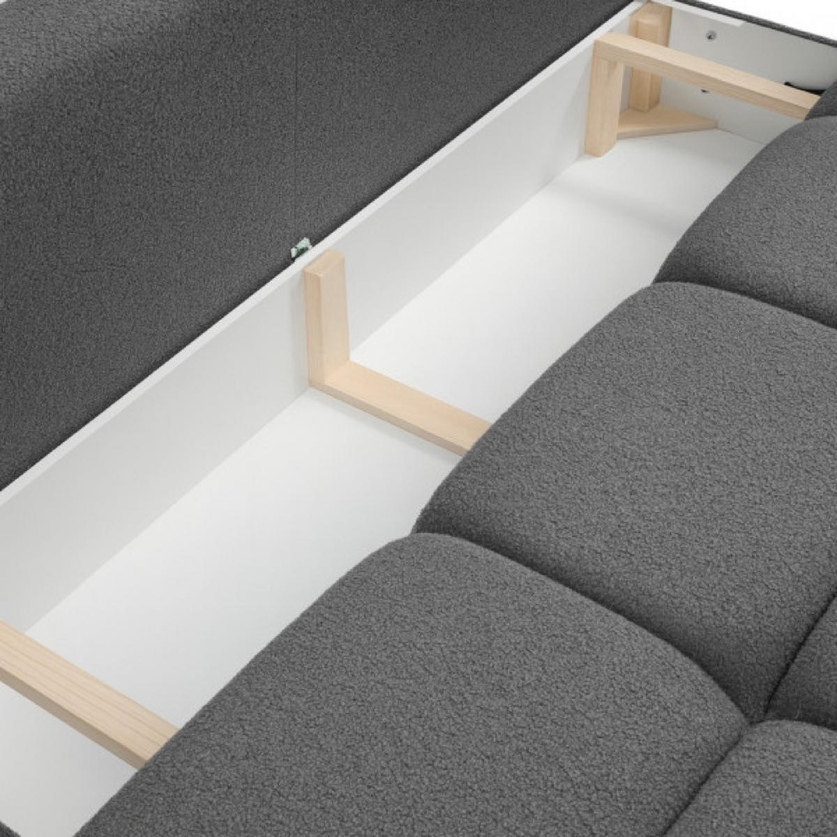 SOFA Grau MILA Ausziehbar Ohne Armlehnen Bouclé - Grau, Textil (214/89/104cm) - Sepro Meble