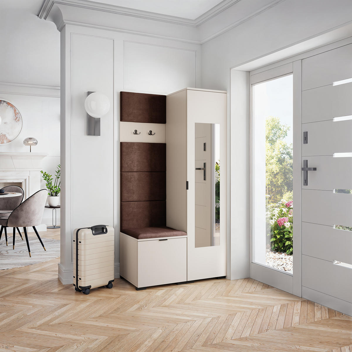 GARDEROBENSCHRANK VIRA 95/181/51 cm Modern Garderobe-Set Kaschmir - Kaschmir/Braun, Holzwerkstoff (95/181/51cm) - MASSENO