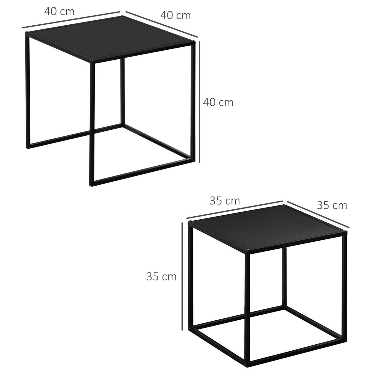 COUCHTISCH aus Stahl 40x40x40/35x35x35 cm in Schwarz - Schwarz, Metall (40/40/40cm) - Modfu