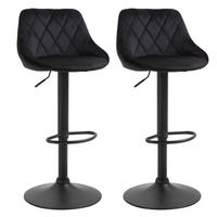 BARHOCKER 2er-Set höhenverstellbar Schwarz mit Rückenlehne und Fußstütze 46/48/104 cm - Schwarz, Textil (48/83/51.5cm) - MIVRAY