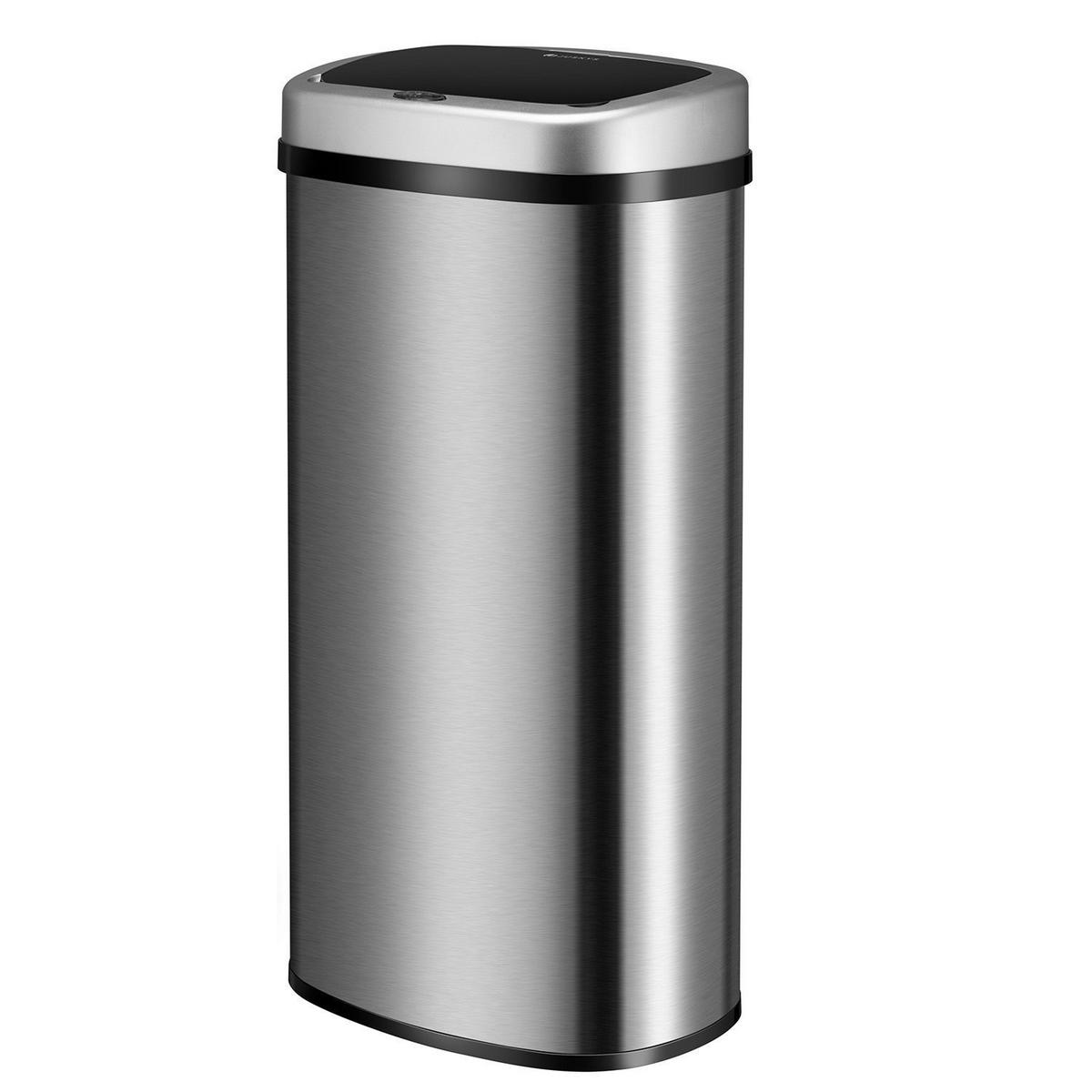 MÜLLEIMER viereckig 70L silber mit Sensor - Silberfarben, Metall (40/73/29cm) - Juskys