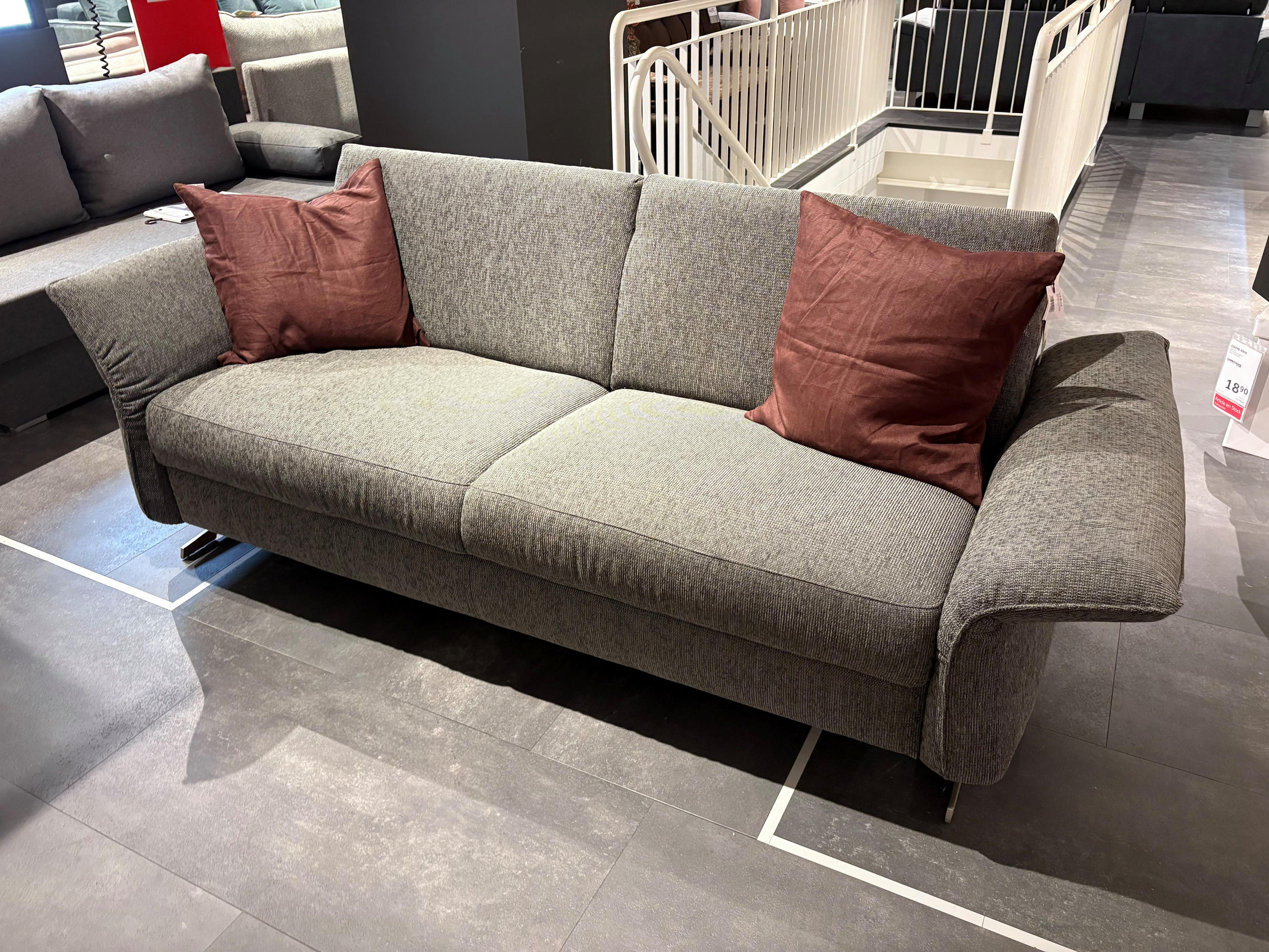 Canapé en tissu gris 220x83x103cm - Johann Jakob