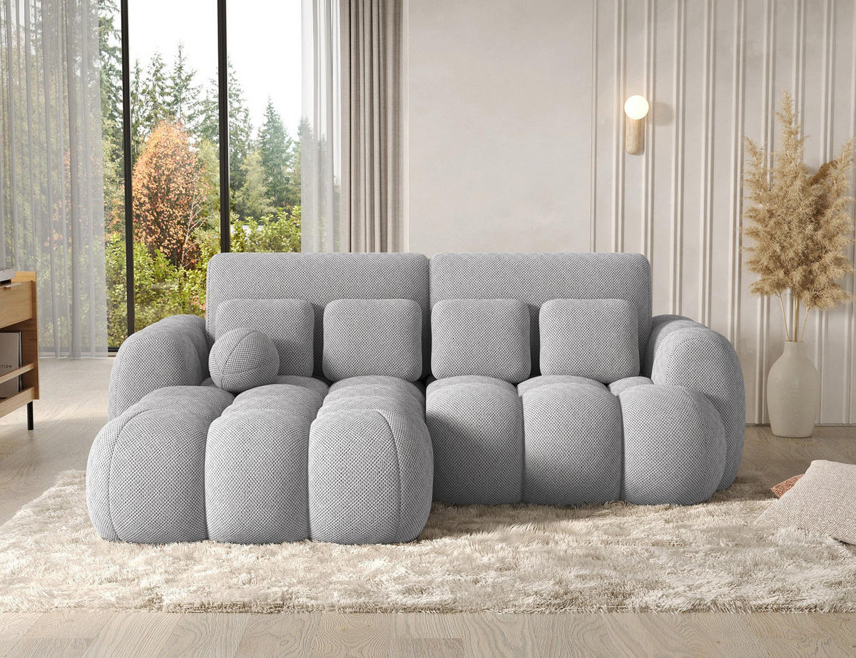 ECKSOFA COVELION L-Form – Schlaffunktion, Bettkasten, Wellenfederung, HR-Kaltschaum, inkl. Kissen, moderner Wohnkomfort - Grau, Kunststoff (260/167cm) - Wohnideebilder