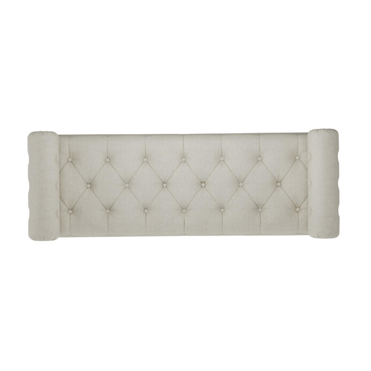 POLSTERBANK 126/44/46 cm Chesterfield Stauraum Armrollen Leinen Beige - Beige/Schwarz, Holz/Textil (126/46/44cm) - Livingandhome