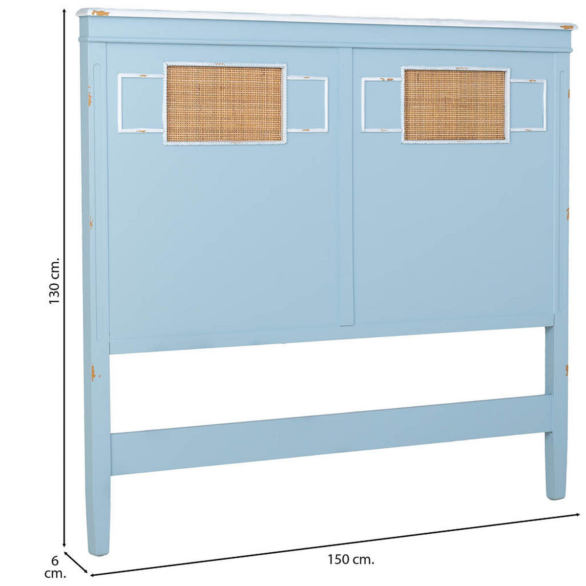 BETTKOPFTEIL 150x6x130 cm - Blau, Holz (150/6cm) - Wanderlust