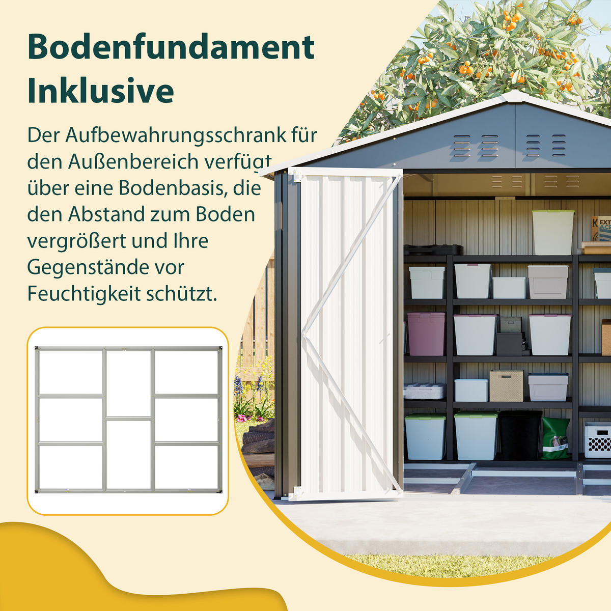 GERÄTESCHUPPEN SCHIEBETÜR 240x192x191 cm Schwarz - Schwarz, Metall (192.3/191/240cm) - ComfortXL