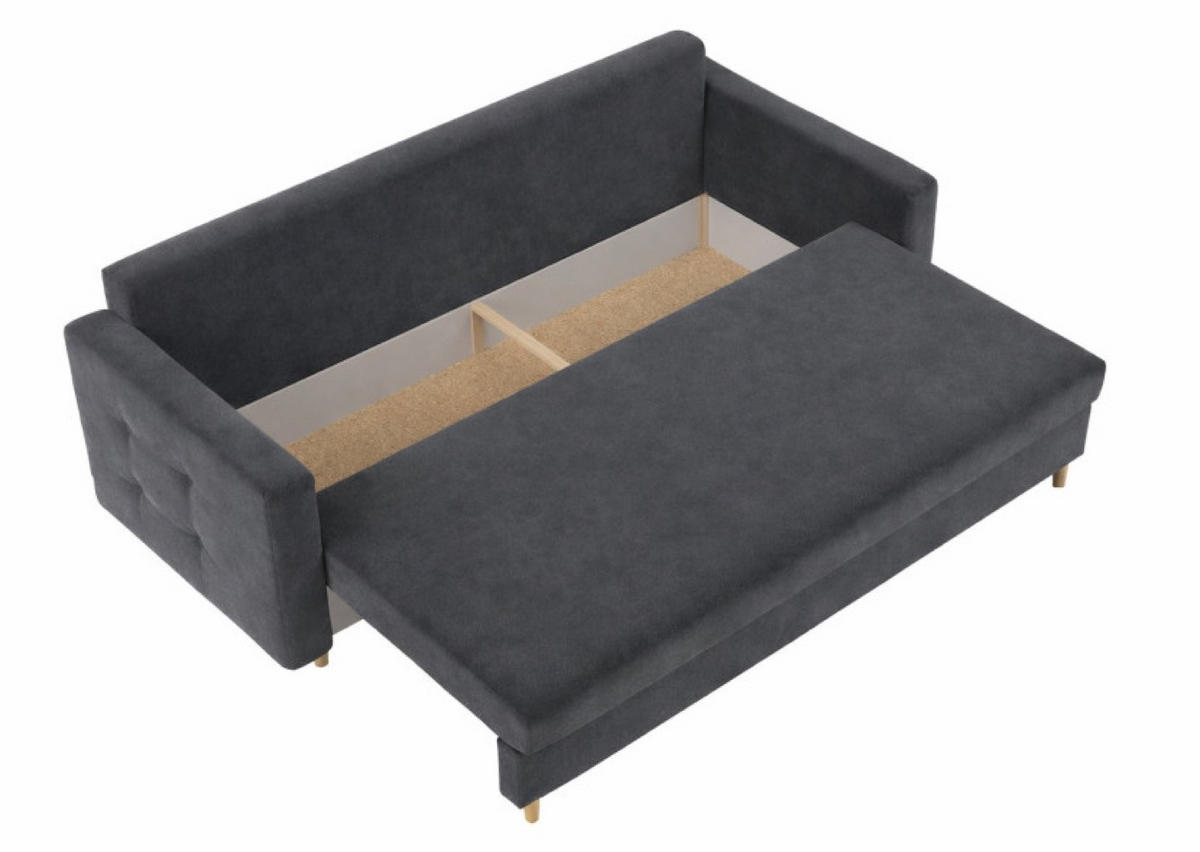 SOFA Grafit PETI Gepolstert - Graphitfarben, Textil (217/97/87cm) - Sepro Meble