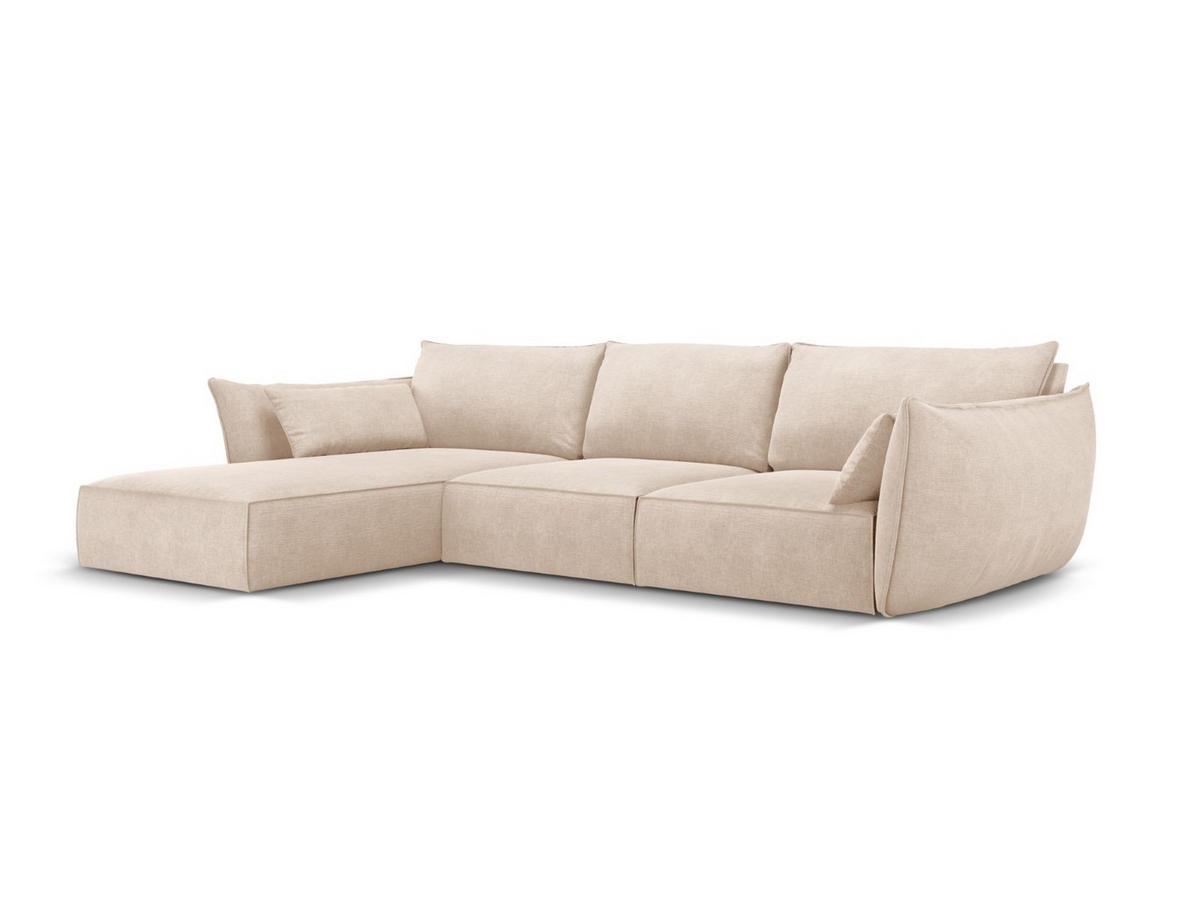 ECKSOFA links Kaelle aus Chenille-Stoff beige 4 Sitzplätze - Beige, Textil (171/308cm) - Micadoni