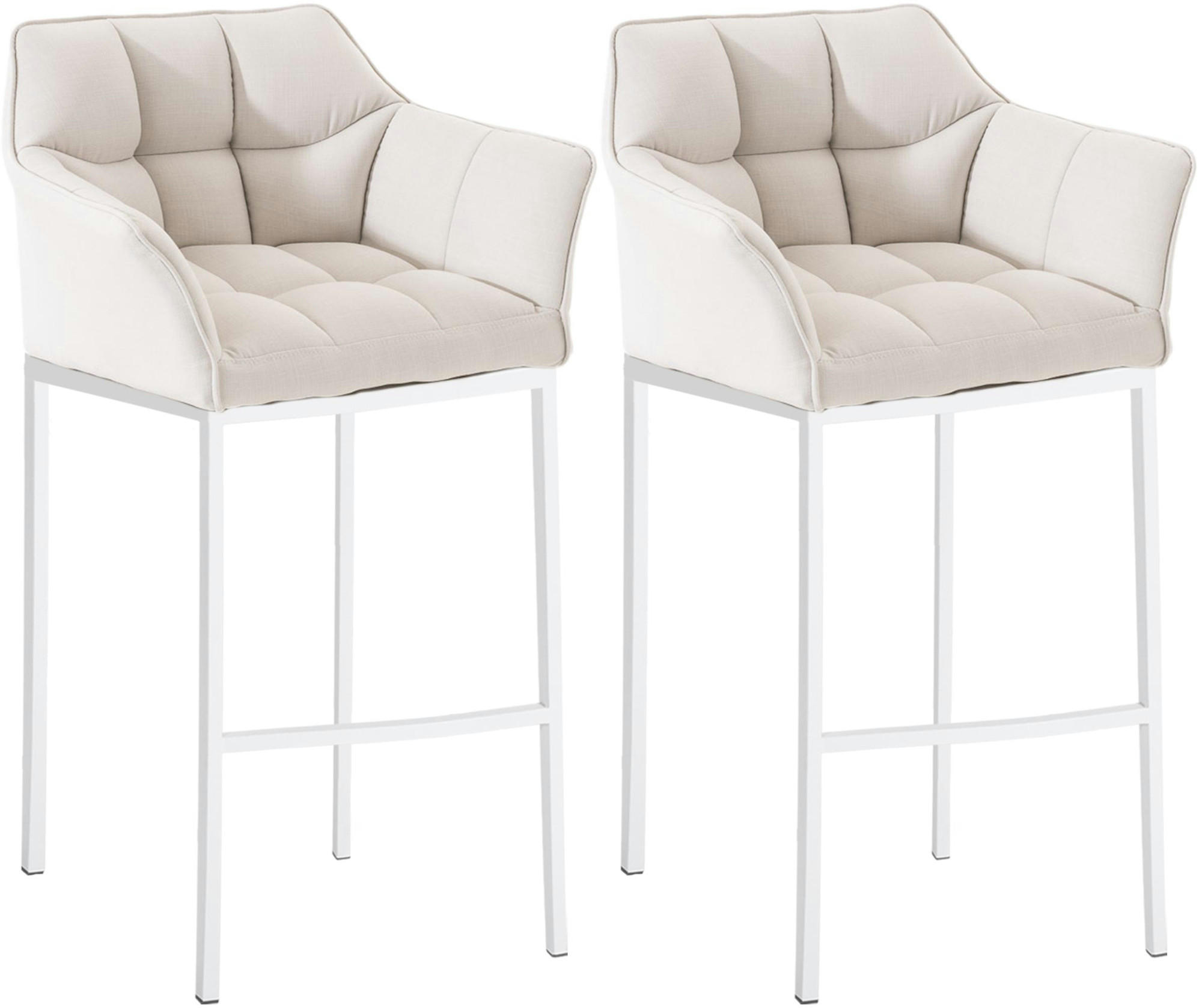 BARHOCKER 2er Set Stoff Weiß - Weiß, Textil/Metall (64/110/48cm) - CLP
