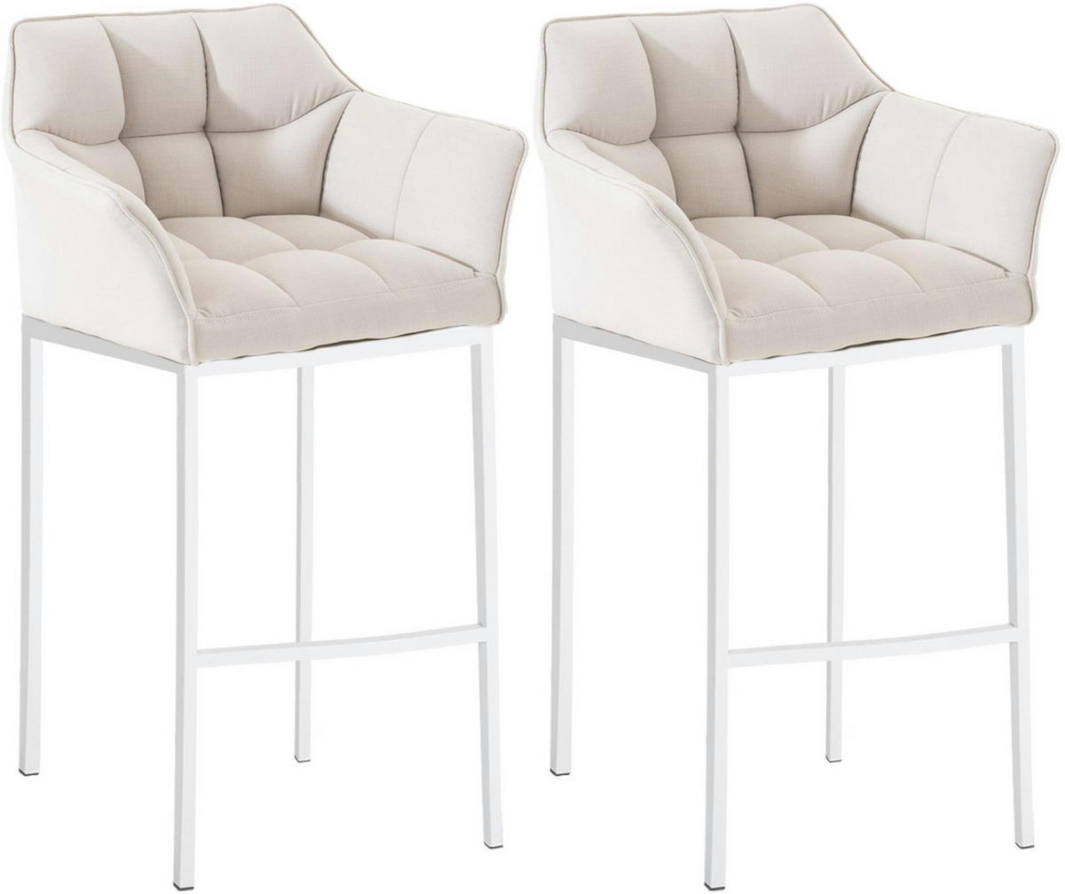 BARHOCKER 2er Set Stoff Weiß - Weiß, Textil/Metall (64/110/48cm) - CLP
