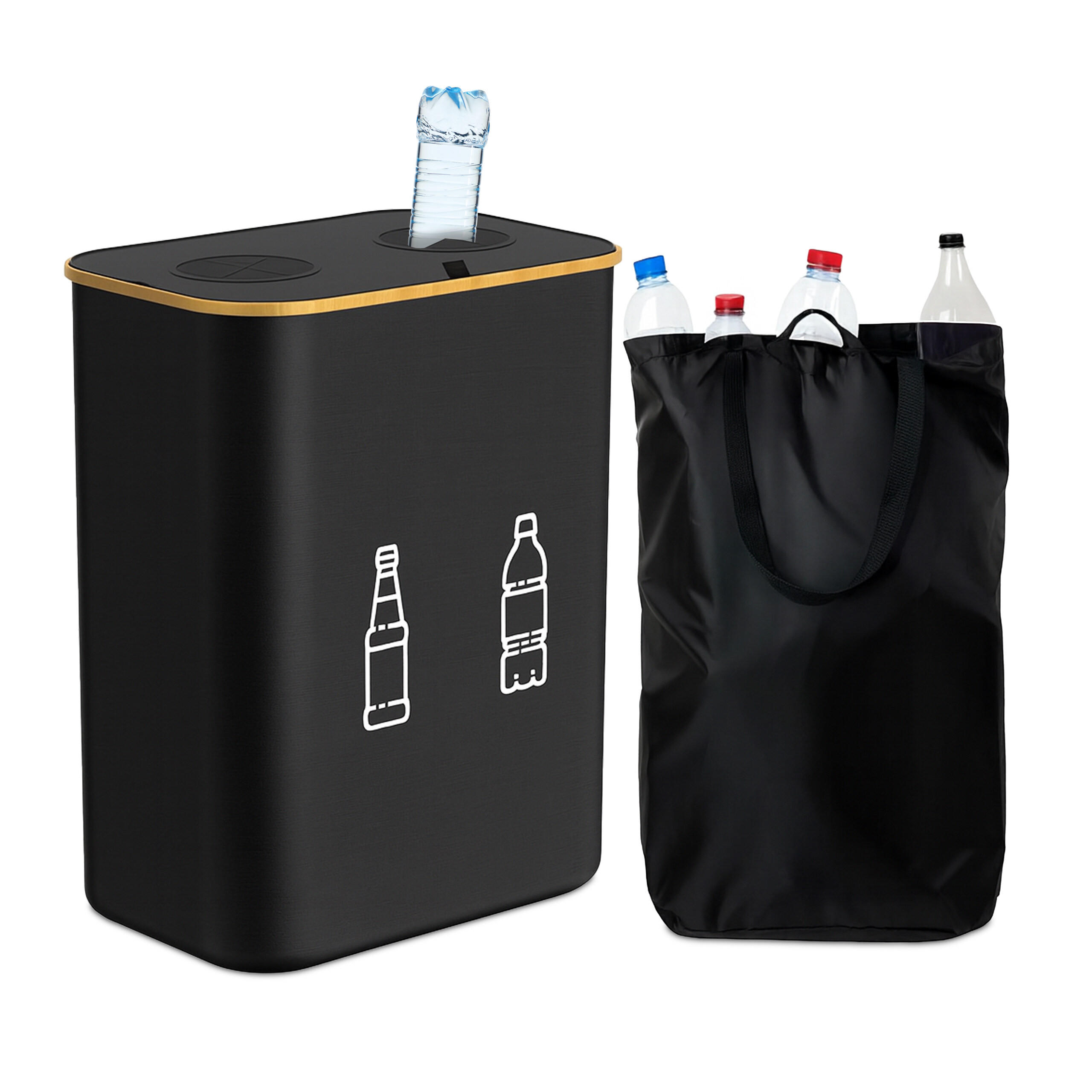 PFANDFLASCHEN-SAMMELBEHÄLTER - Grau, Holz/Kunststoff (57/70/37cm) - Relaxdays