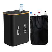 PFANDFLASCHEN-SAMMELBEHÄLTER - Grau, Holz/Kunststoff (57/70/37cm) - Relaxdays