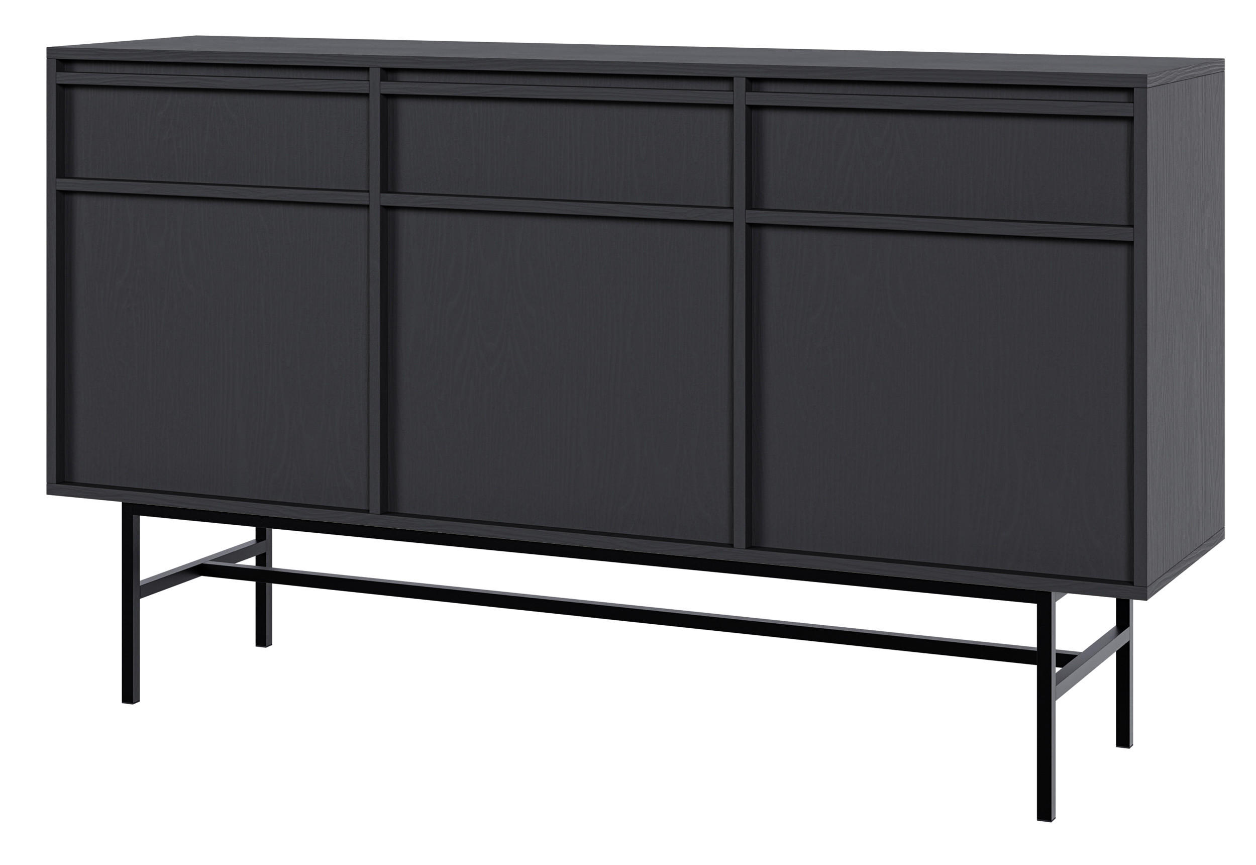 SIDEBOARD Evo Schwarz mit Metallgestell 154 cm - Anthrazit/Schwarz, Holzwerkstoff/Metall (154/89/39cm) - Selsey