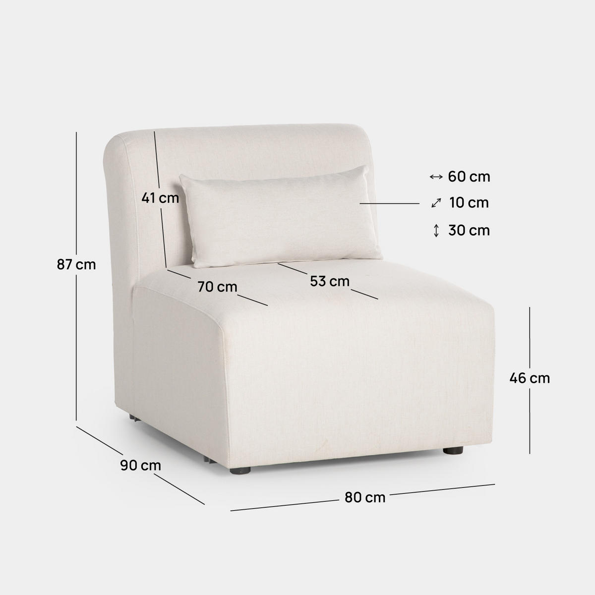 SOFA MODULARES Cillian Beige 80 cm x 87 cm - Beige, Textil (80/87/90cm) - Klast Home