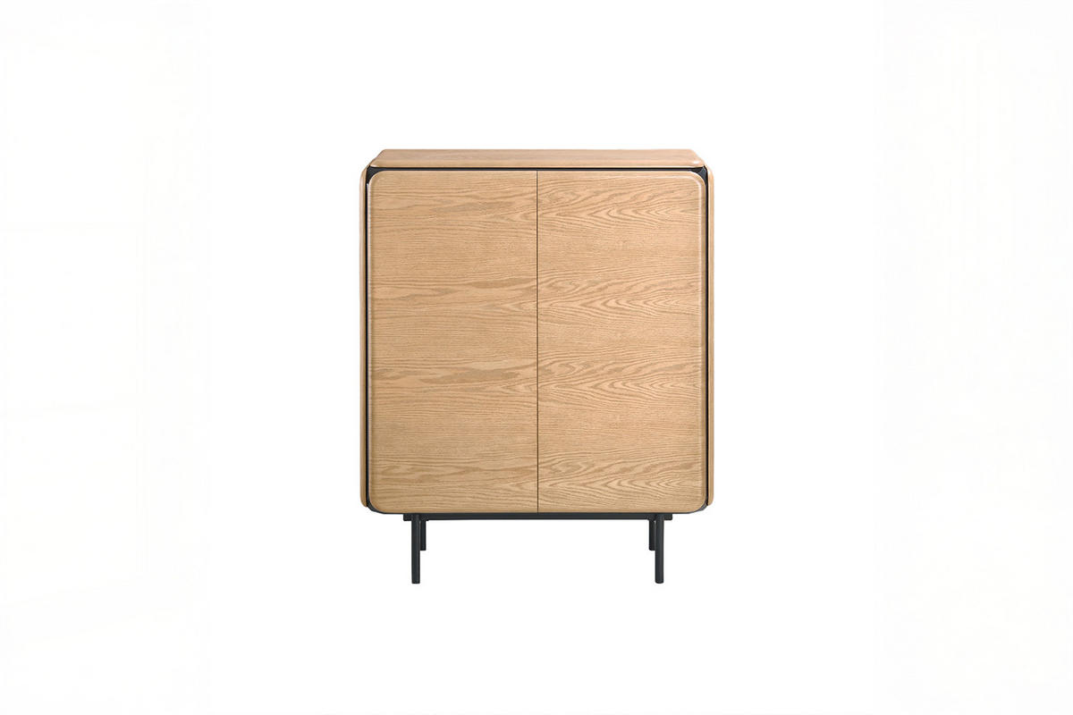 HIGHBOARD AVRIL Braun Eiche - Schwarz/Braun, Holzwerkstoff/Metall (100/121/40cm) - KAWOLA