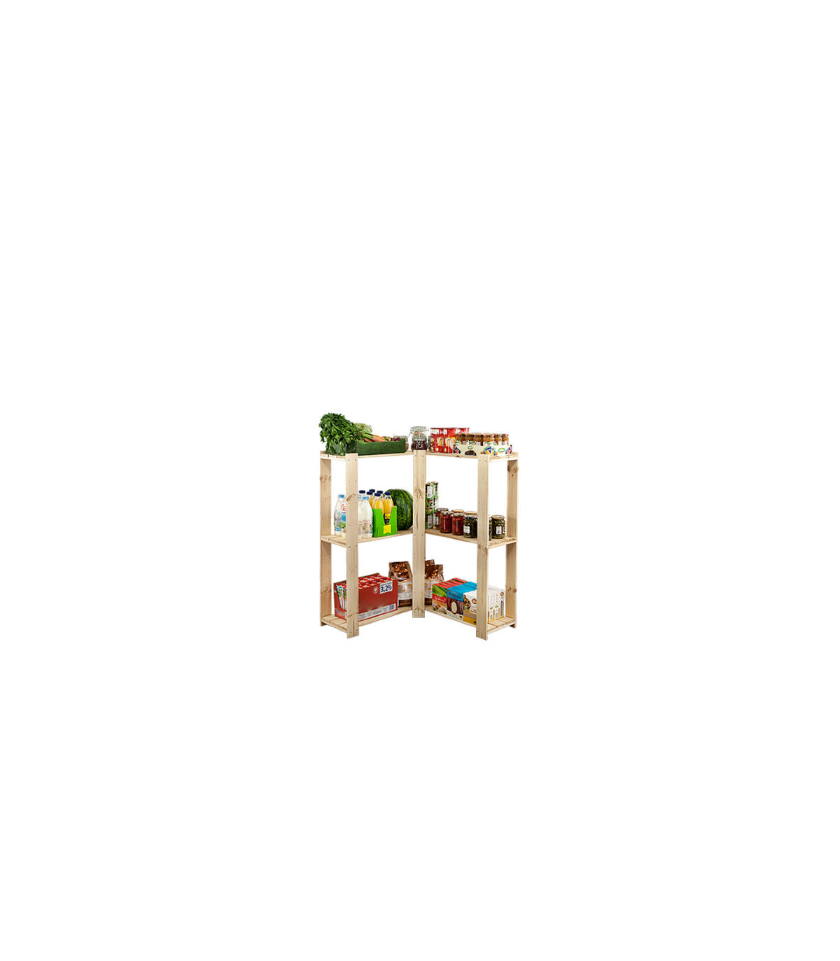 ECKREGAL WOODLAND 115x85x30cm Fachlast 120kg 3 Fachboden Kiefernholz Natur - Naturfarben, Holz (85/115/30cm) - PROREGAL