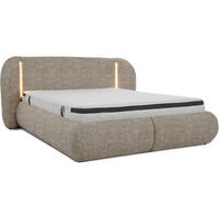 POLSTERBETT Corfu mit LED-Beleuchtung, mit Bettkasten, rundliche Formen, 180x200, Braun - Braun, Textil/Metall (180/200cm) - Beautysofa