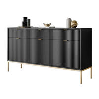 SIDEBOARDS CORTADO GOLD KSZ154 MIT SCHUBLADEN 154 CM SCHWARZ - Schwarz, Holzwerkstoff (154/83/39cm) - Lookway