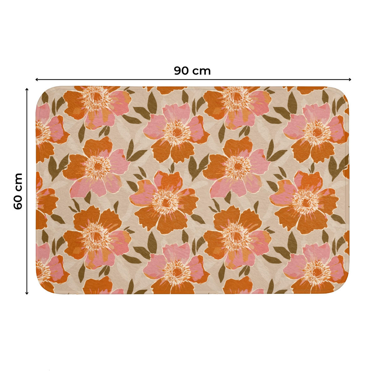 WC-VORLEGER Blumen - Motiv - Retro Toilettenteppich 90x60 cm - Multicolor, Kunststoff/Textil (90/1cm) - OnlyWow