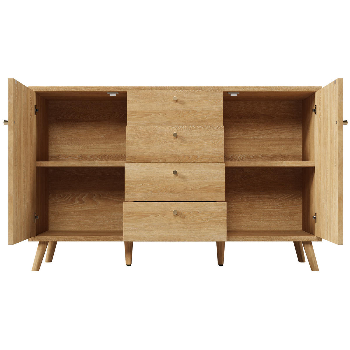 SIDEBOARD 140 cm in Rattan-Optik mit 4 Schubladen - Sonoma Eiche, Holzwerkstoff (140/86/40cm) - Urban Meuble