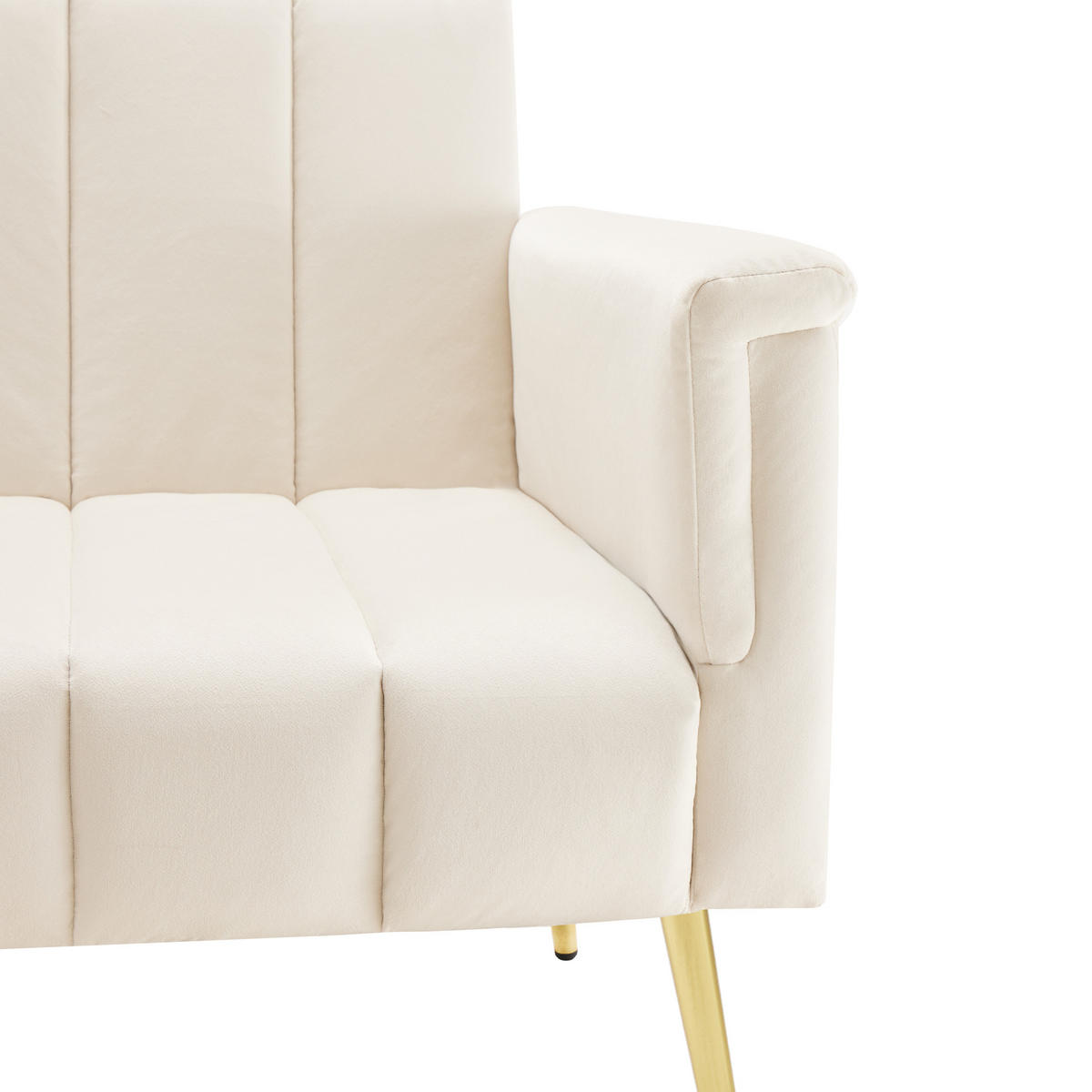 2-SITZER SCHLAFSOFA Samt Beige klappbar mit verstellbarer Rückenlehne und Armlehnen - Beige, Holzwerkstoff/Textil (183/75/76cm) - WISHDOR