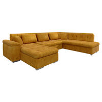 WOHNLANDSCHAFT Niko Bis, Seite: Links - Currygelb, Holz/Textil (348/76/205cm) - MIRJAN24