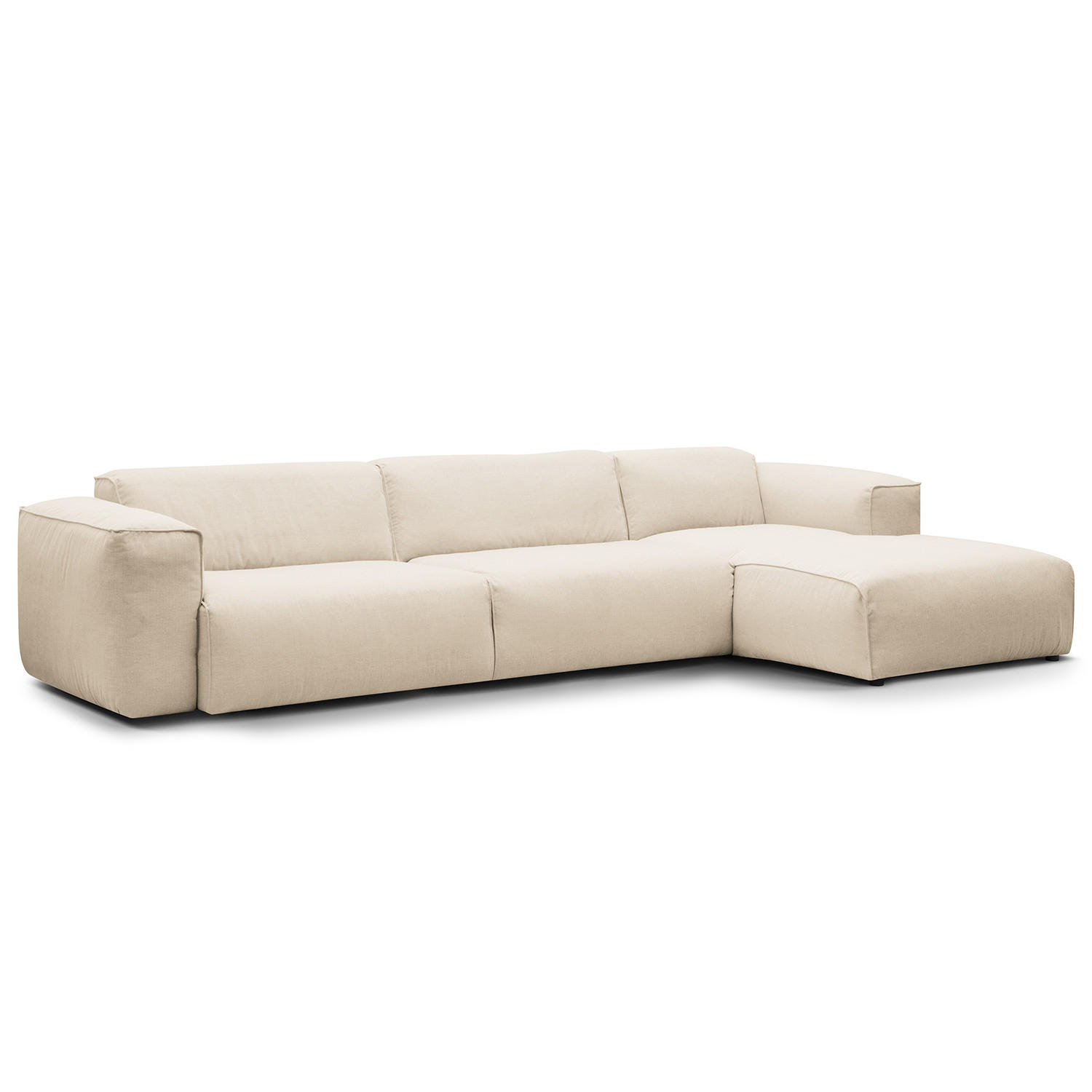 3-SITZER ECKSOFA mit Longchair - Beige/Schwarz, Textil (317/173cm) - home24