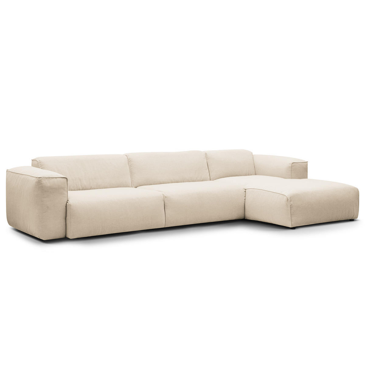 3-SITZER ECKSOFA mit Longchair - Beige/Schwarz, Textil (317/173cm) - home24