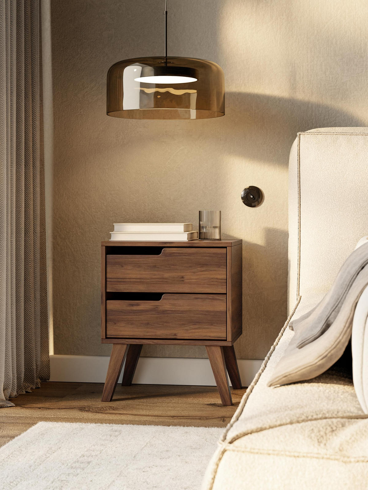 NACHTTISCH Solvo 45x55x40 cm - Modern Nachtschrank zum Schlafzimmer - EIN praktischer Commode aus Spanplatten - Braun - Braun, Holzwerkstoff (45/55/40cm) - Chilly
