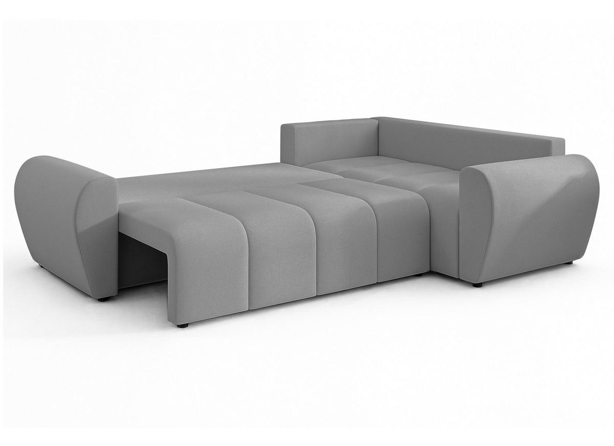 ECKSOFA L Form Malatya MAX Hellgrau 246/145/80 cm stilvolle mit Schlaffunktion R - Hellgrau/Schwarz, Kunststoff/Textil (235/175cm) - AX Living