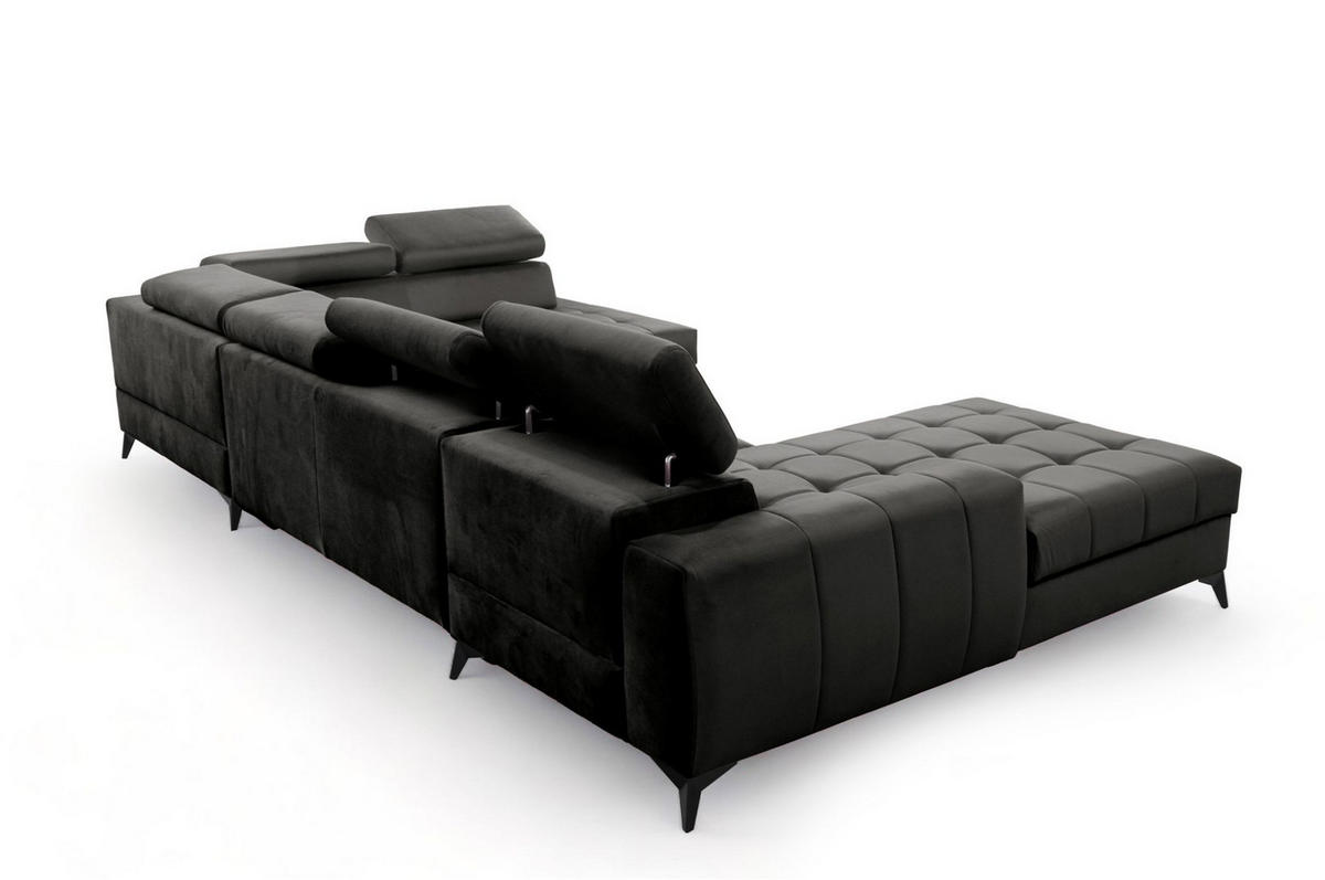 WOHNLANDSCHAFT Agnesa In Salvador - Schwarz, Holzwerkstoff/Textil (345/95/200cm) - Fun Möbel