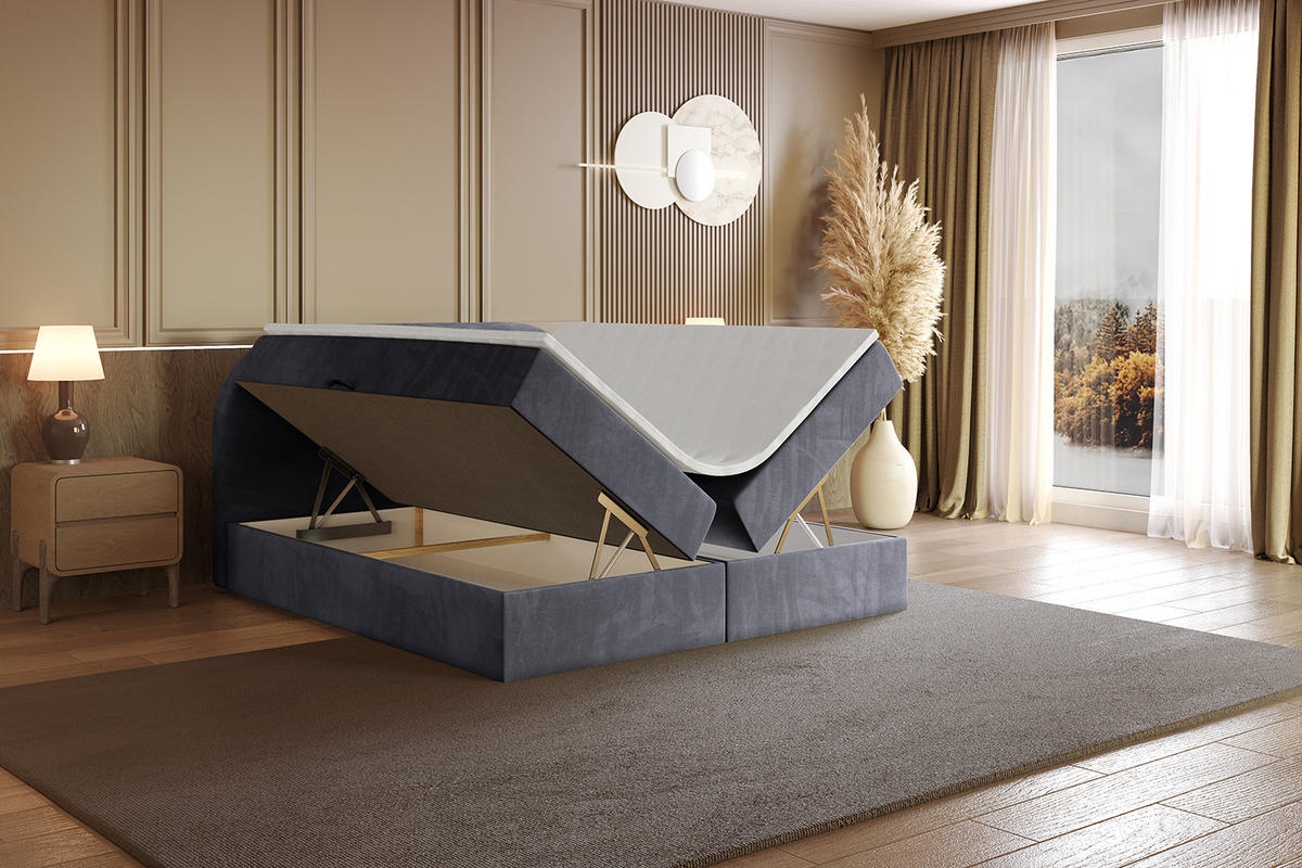 BOXBETT mit Matratze H3 und Lattenrost - NOX - 160x200 - Dunkelgrau Casablanca - Dunkelgrau, Holzwerkstoff/Kunststoff (160/200cm) - ALTDECOR