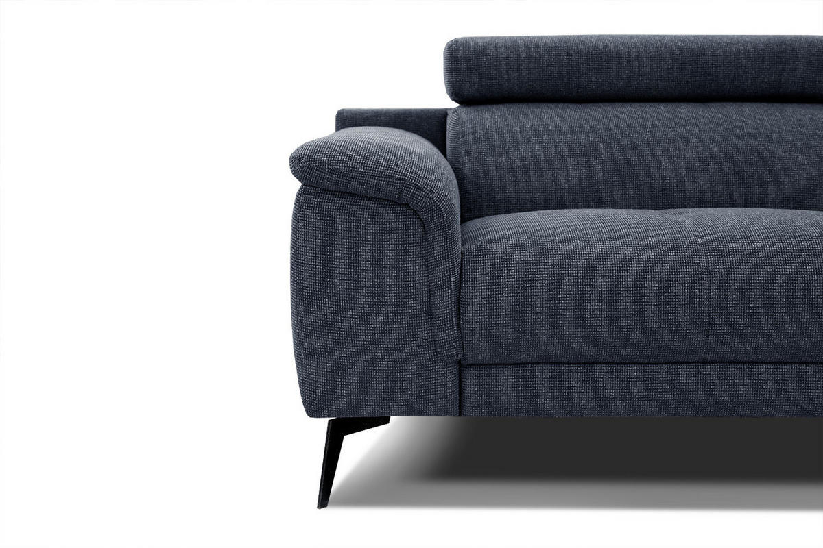 SOFA FIERO 3-Sitzer, dunkelblau - Schwarz/Dunkelblau, Holzwerkstoff/Textil (212/82/103cm) - Courtois Laville