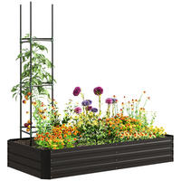 HOCHBEET DE-12234 rechteckig 180/90/29,5 cm mit Rankhilfe Anthrazit - Schwarz, Metall (180/29.5/90cm) - ComfortXL