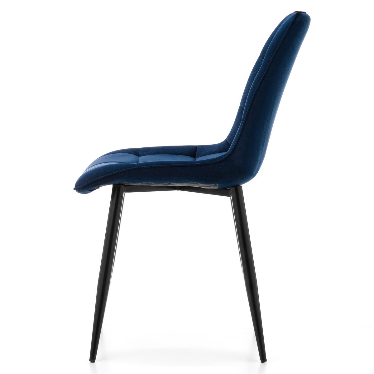 STUHL CHIC gespolsterter mit Steppung - marine blau - Samt Velours - Schwarz/Dunkelblau, Metall (50/88/47cm) - NEW HOME