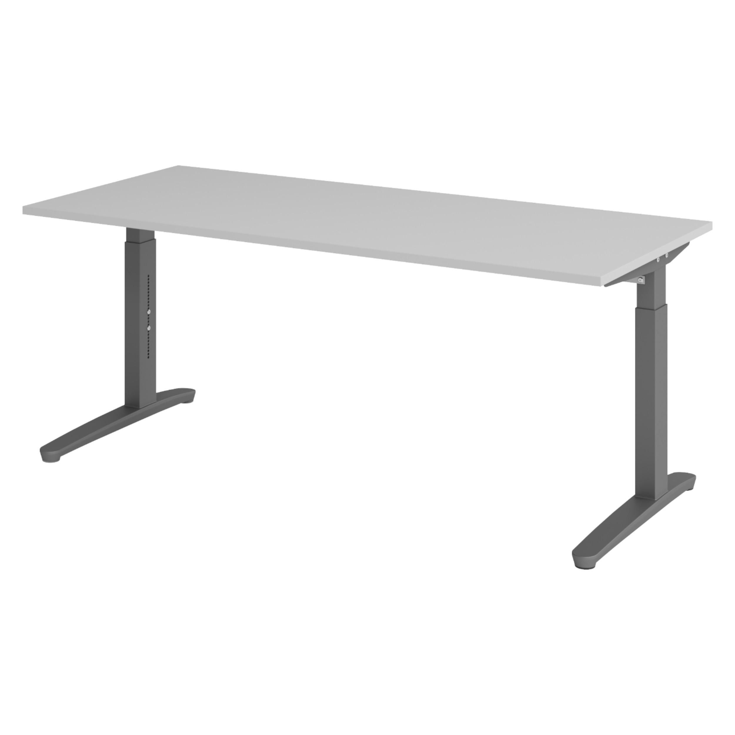 SCHREIBTISCH Serie-XB 80/180/74 cm in Grau/Graphitfarben - Graphitfarben/Grau, Holzwerkstoff (80/180/74cm) - bümö