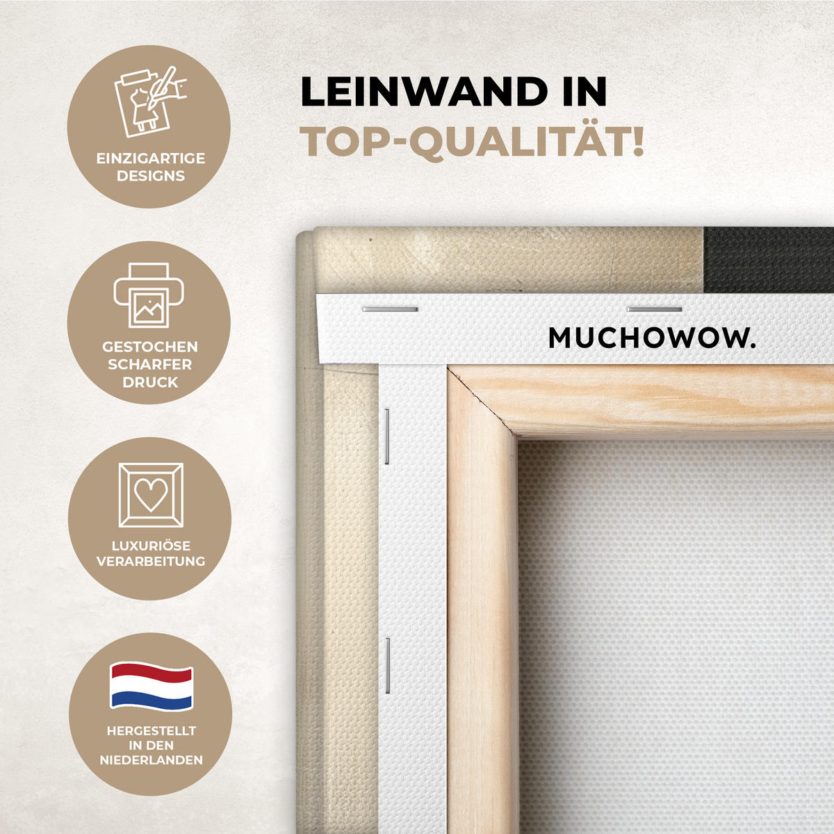 LEINWANDBILD Abstrakt - Geometrische Formen - Schwarz - Gold Room Decor 30x40 cm - Ecru, Textil (30/40cm) - MuchoWow