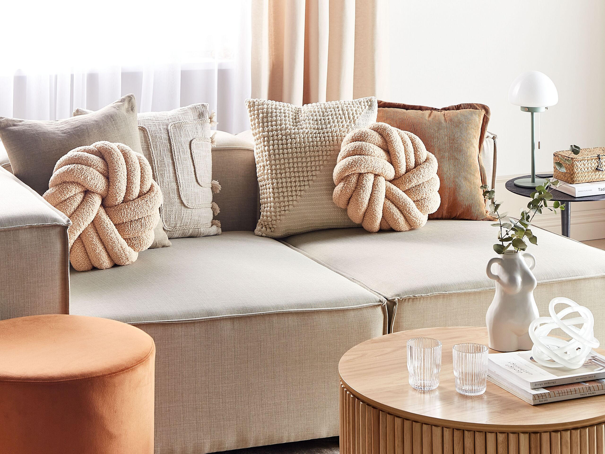 DEKOKISSEN 2er-Set Hellbeige 31/31 cm Akola - Beige, Textil (31/31cm) - Beliani