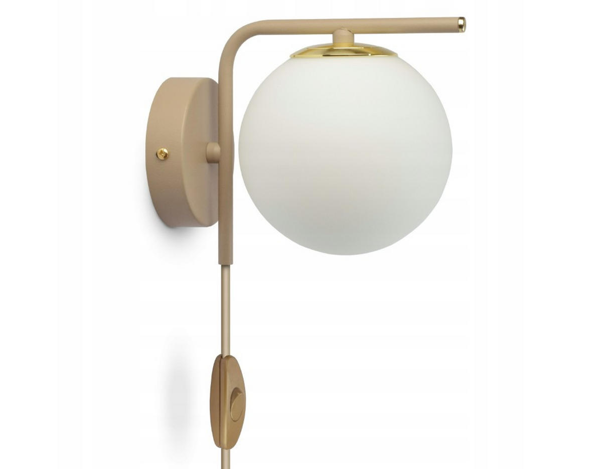 WANDLEUCHTE ECRU II - Beige/Goldfarben, Glas/Metall (20/16/14cm) - kiki design