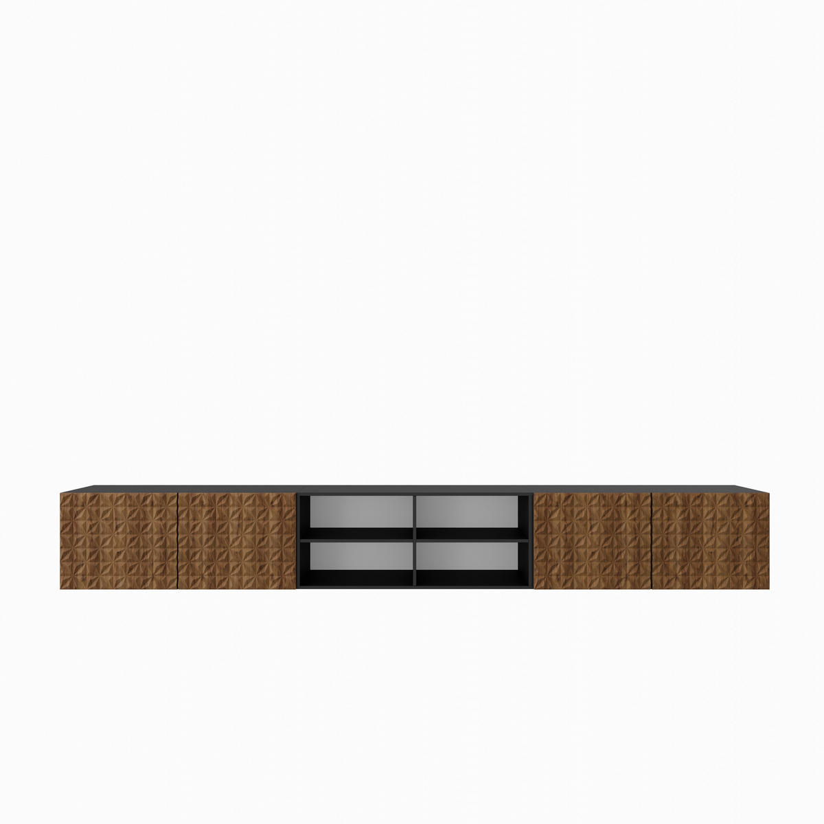 TV-SCHRANK Cali IV 300 cm, viertürig, schwarz, catania - Schwarz/Braun, Kunststoff (300/41/40cm) - Margaret Hadas24